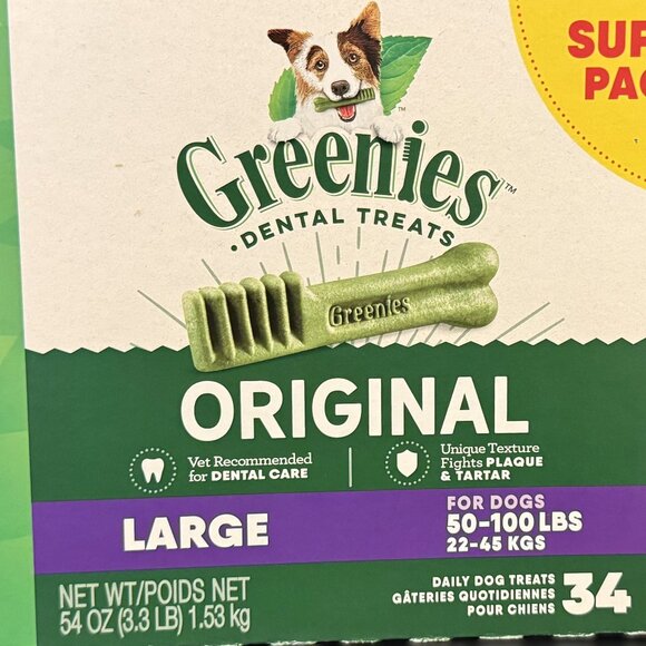 Greenies Original Large Dental Dog Treats, 54 oz. Pack (34 Treats) - Picture 1 of 1